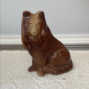 Brown Ceramic Dog Figurine collie breed